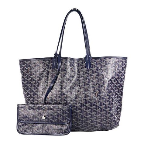 GOYARD Saint Louis PM Blue Tote Bag with Clutch Handbag .